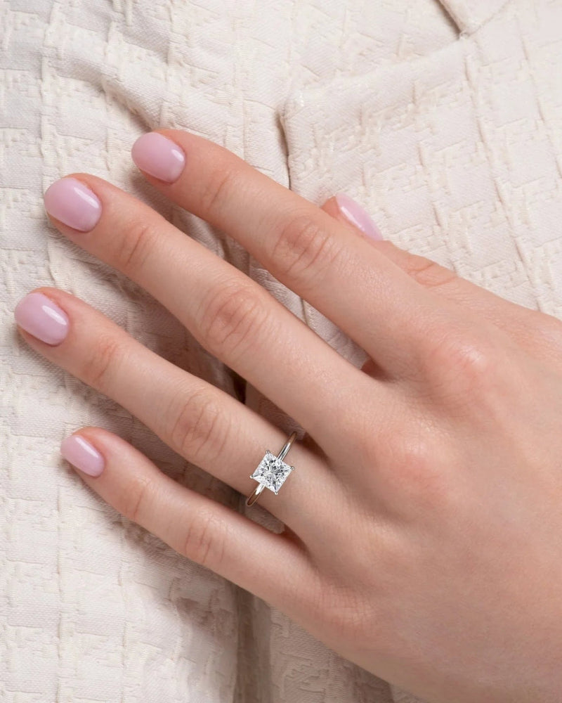 2.0 -4.0 CT Shape Princess Solitaire setting Engagement Ring