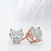 Heart Cut Moissanite Stud Diamond Earrings in 18K Gold