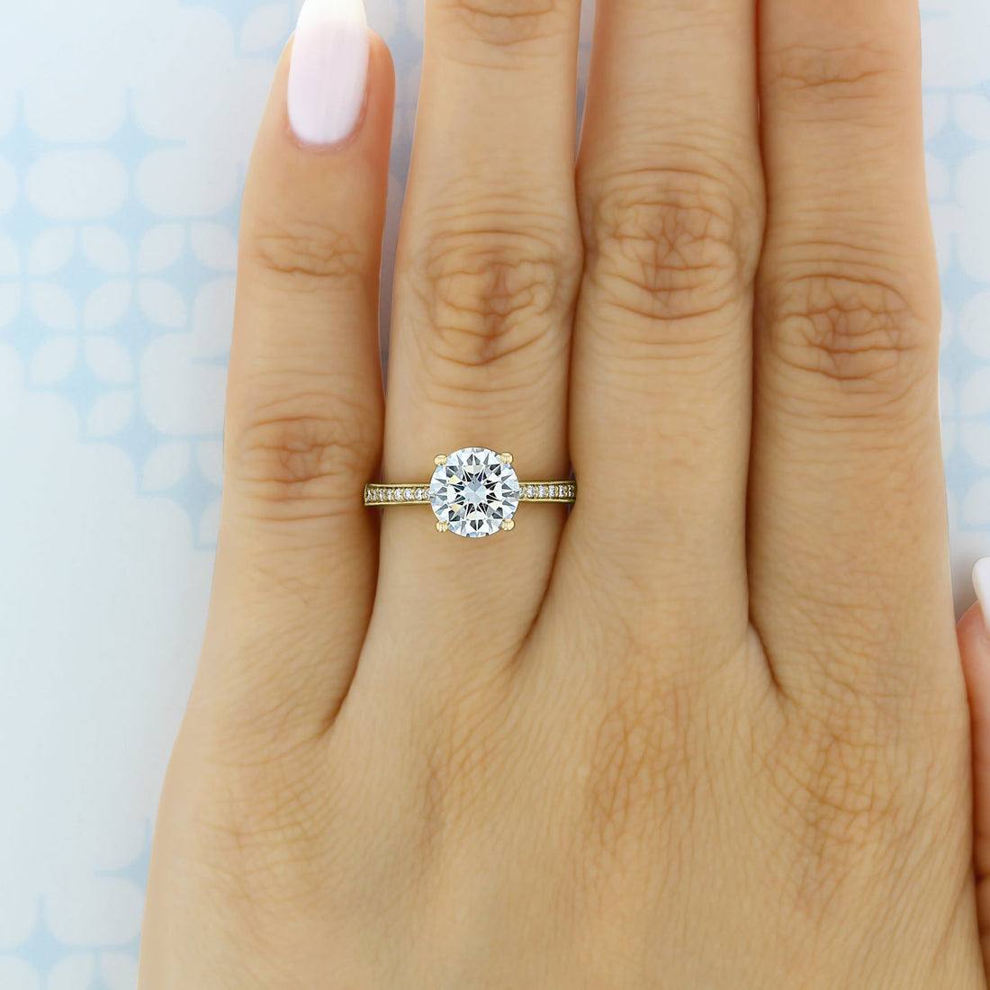 2.0CT Round Cut Moissanite Vintage Style Engagement Ring
