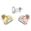 Half Moon Cut Stud Moissanite Diamond Earrings for Her