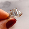 3.50CT Emerald Cut Moissanite 3 Stones Engagement Ring