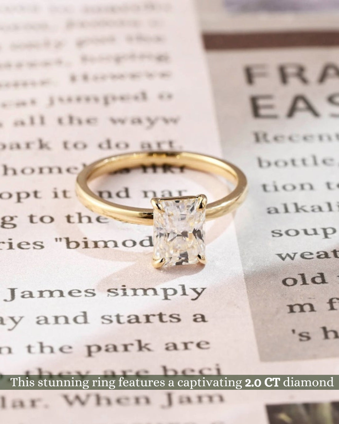 1.0-3.0 CT Radiant CVD Diamond Solitaire Engagement Ring