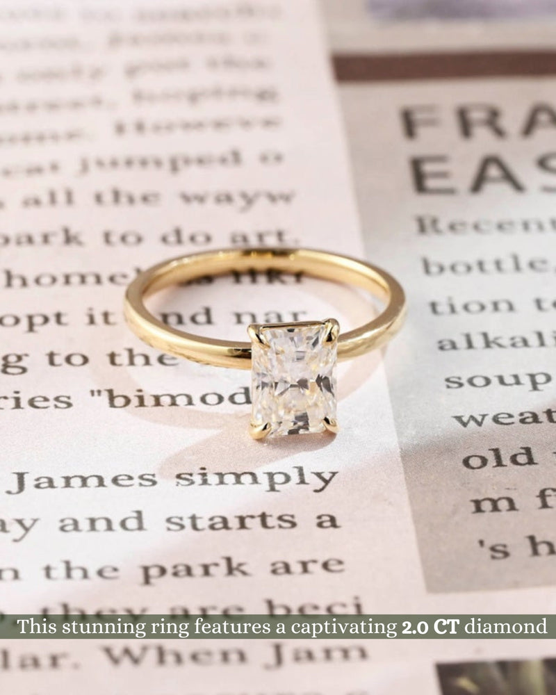1.0-3.0 CT Radiant CVD Diamond Solitaire Engagement Ring