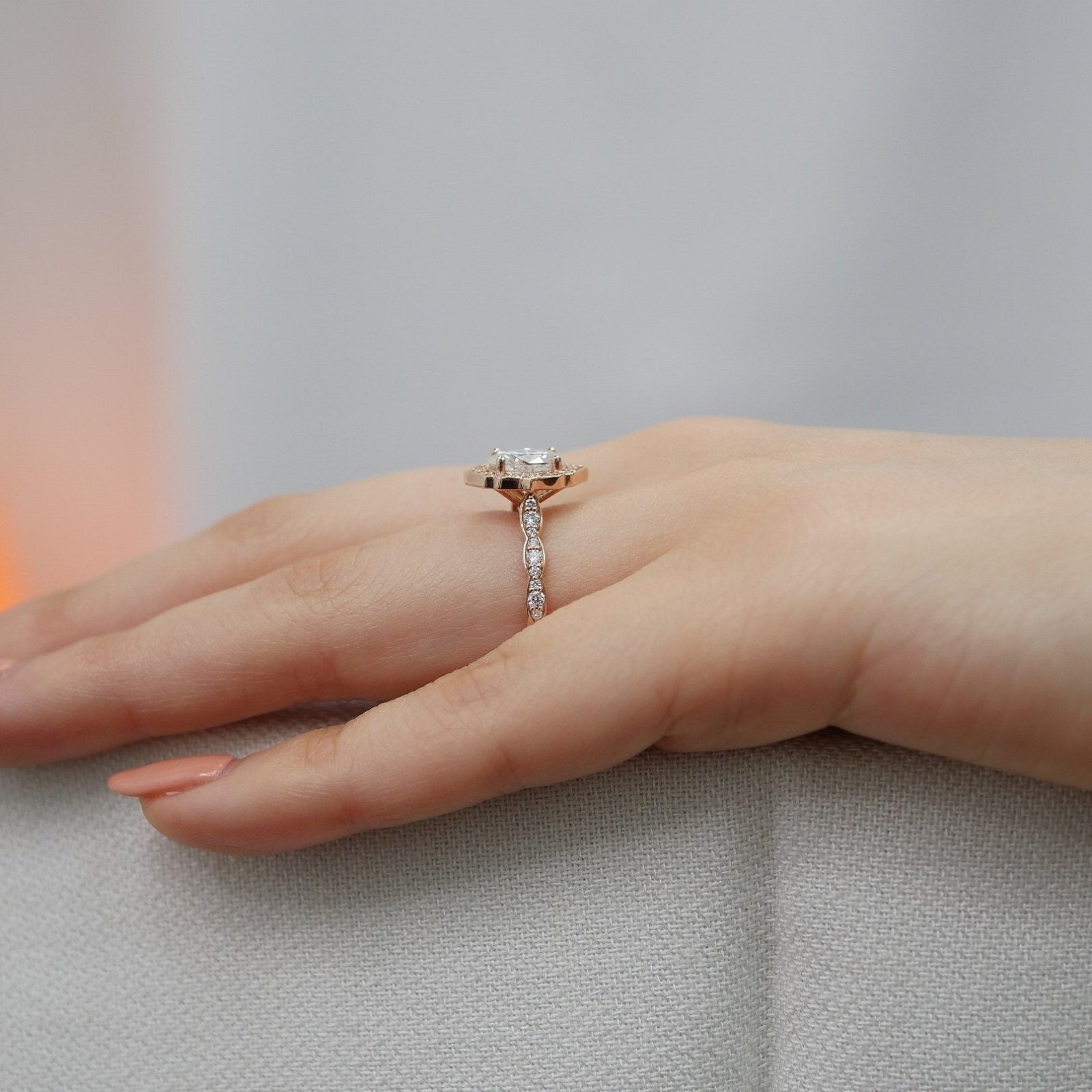 1.50CT Vintage Oval Cut Moissanite Halo Engagement Ring