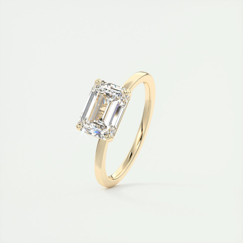 2.0 Ct  Emerald Cut Moissanite Solitaire Diamond Engagement Ring