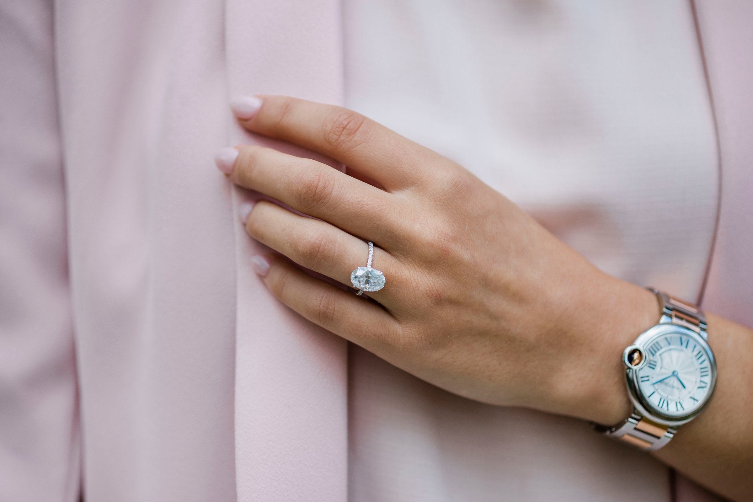 4.0CT Crushed Ice Oval Moissanite Hidden Halo Pave Setting Engagement Ring