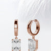 Emerald Cut Moissanite Drop Diamond Earrings in 18K Gold