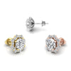 Round Cut Flower Halo Diamond Moissanite Earrings for Women