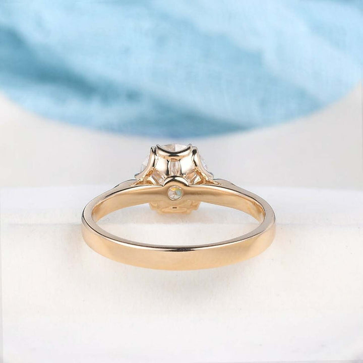 1.50CT Round Cut Moissanite Yellow Gold Engagement Ring