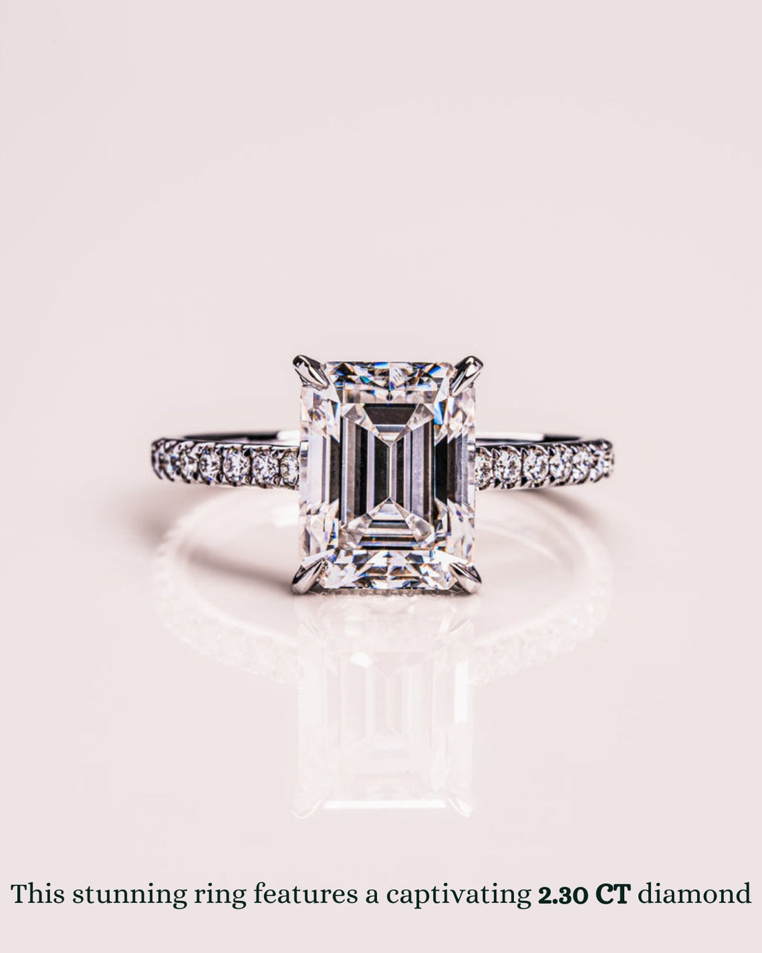 1.50 CT-3.50 CT Emerald  CVD Diamond Hidden Halo Pave Setting Engagement Ring