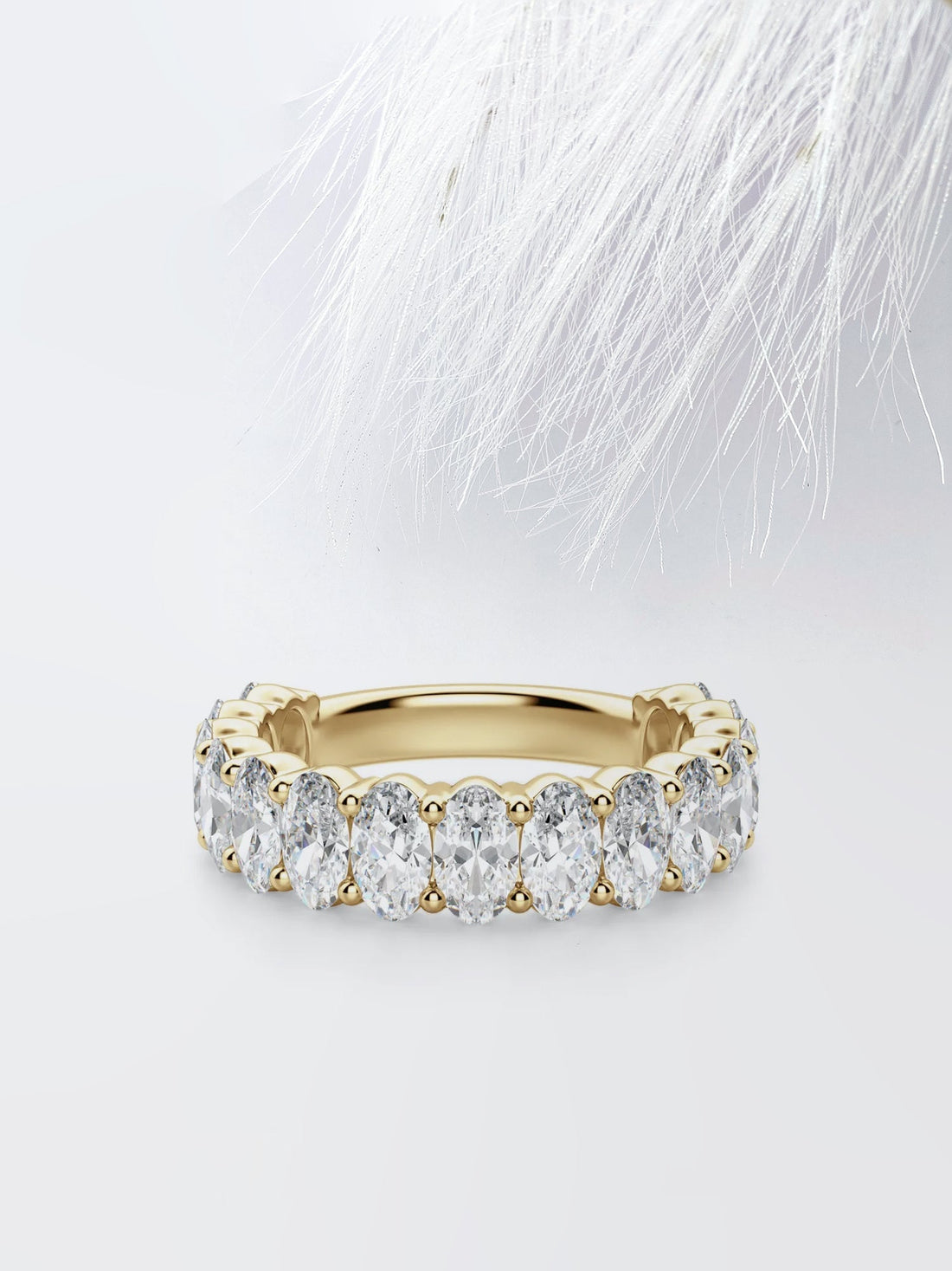 Oval Cut Moissanite Prong Diamond Wedding Band in White Gold