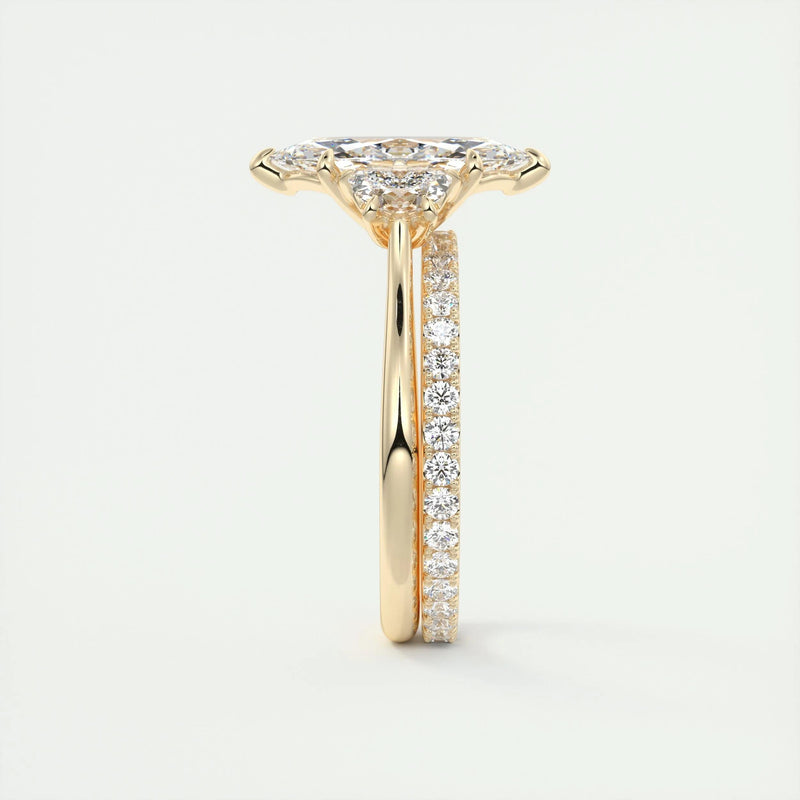 2.5 Ct Marquise Cut Moissanite Three Stone Diamond Engagement Ring