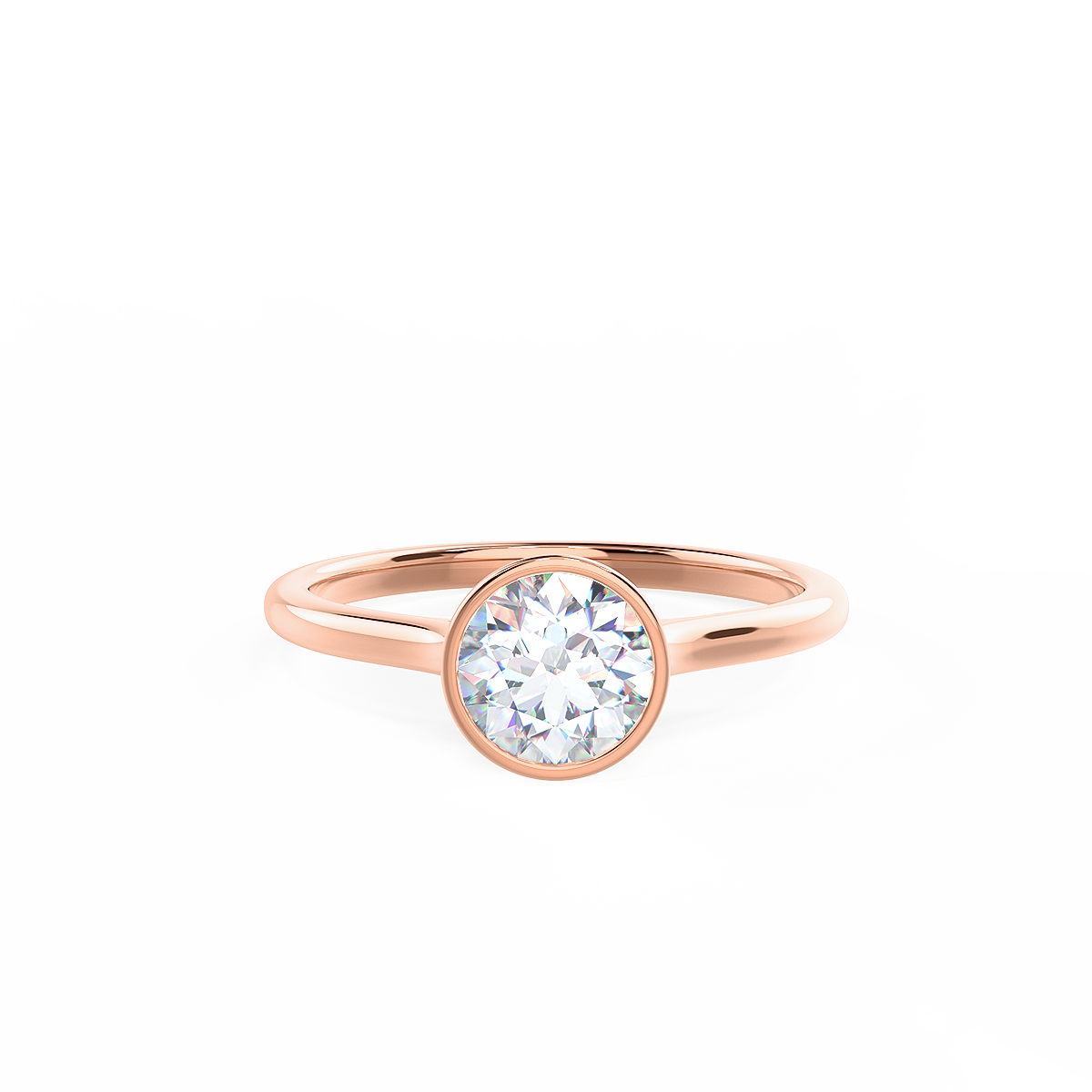 1.5ct Round Cut Moissanite Bezel Solitaire Engagement Ring