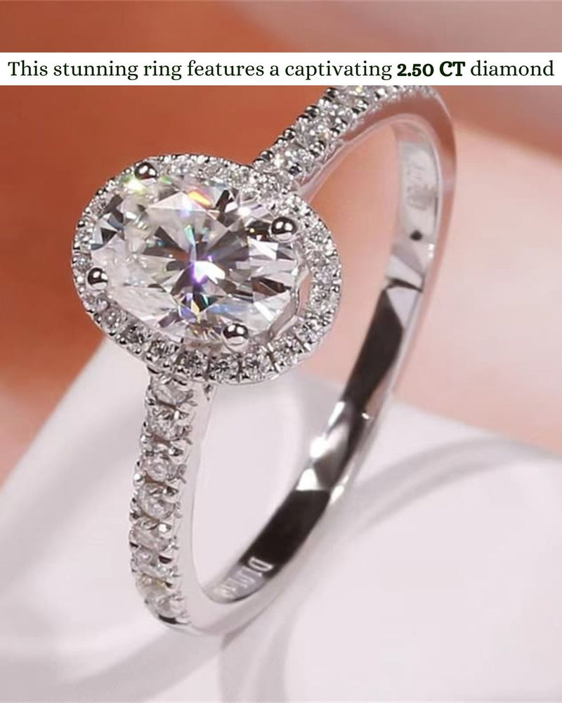 1.0 - 3.0 CT Oval CVD Diamond halo Pave Setting Engagement Ring