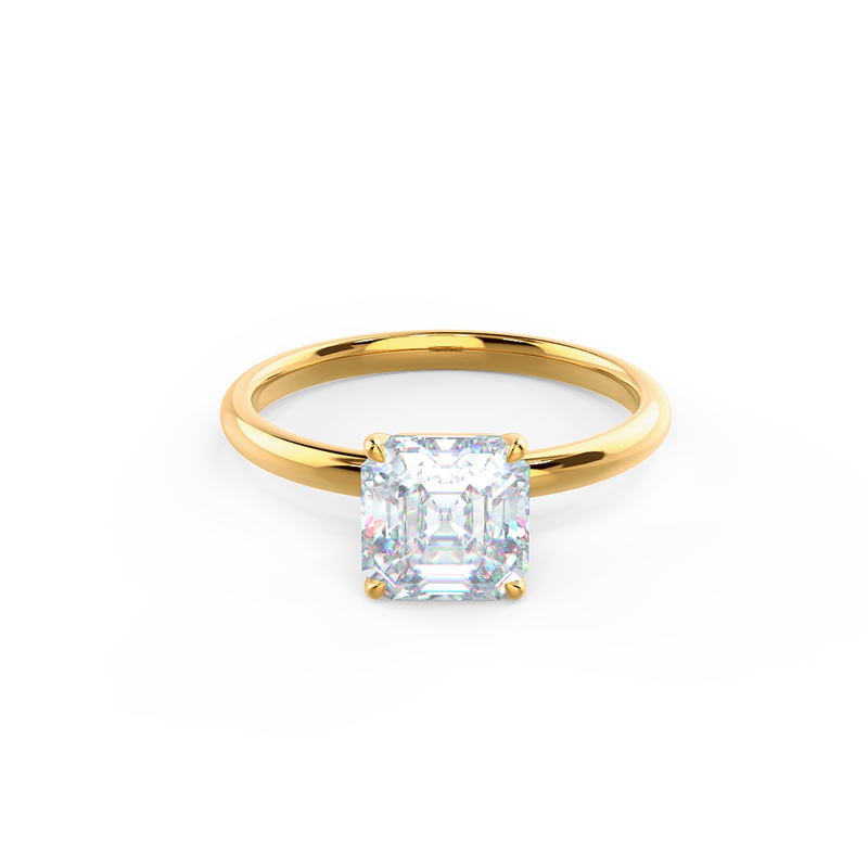 2.0ct Asscher Cut Moissanite Solitaire Engagement Ring