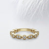 Round Cut Moissanite Vintage Diamond Wedding Band in Solid Gold