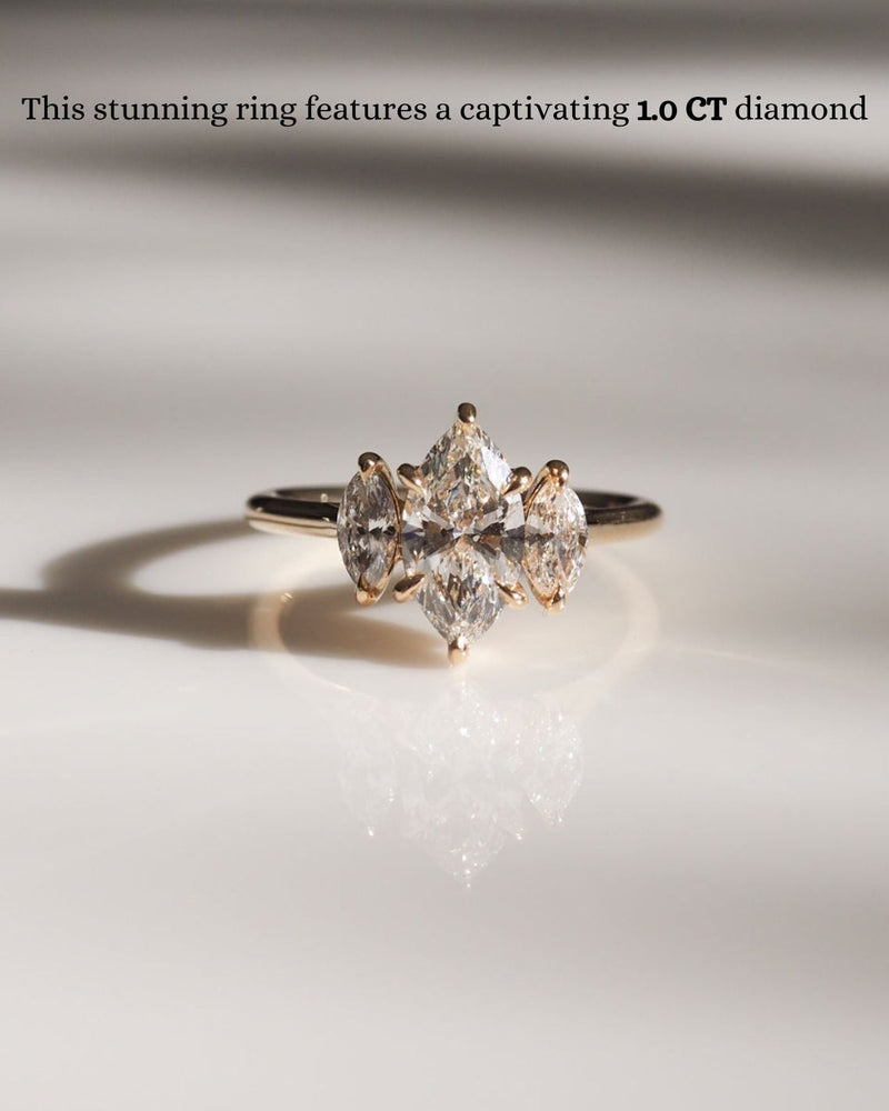 1.50 - 2.50 CT Marquise  CVD Diamond Three Stone Style Engagement Ring