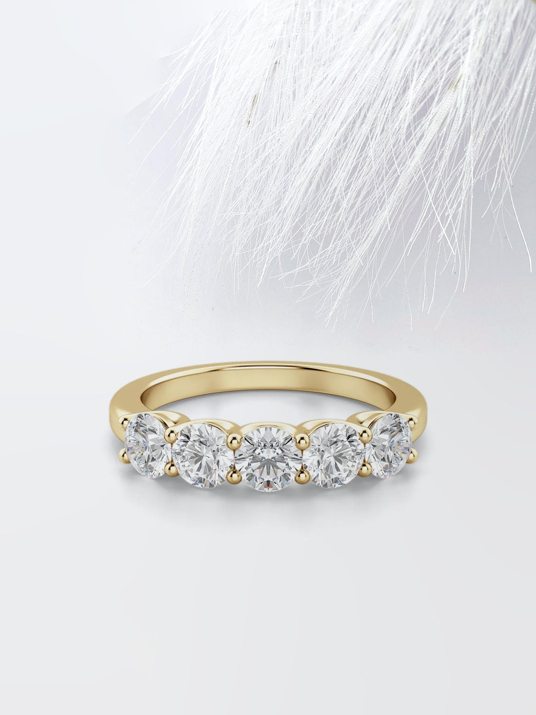 Round Cut Moissanite Five Stone Diamond Wedding Band for Her
