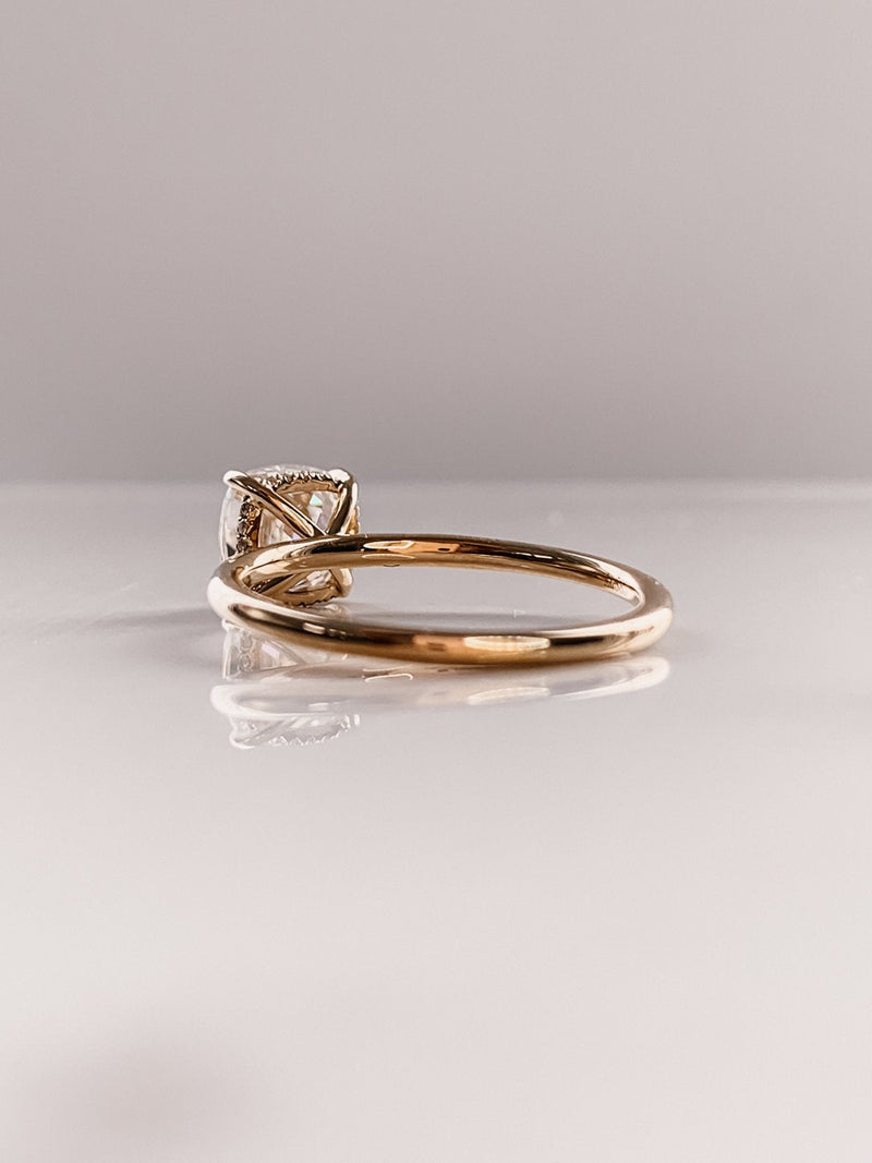 2.50CT Cushion Moissanite Solitaire Engagement Ring With Hidden Halo Setting