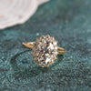 1.0-3.0 CT Oval  CVD Diamond Halo Cathedral Setting Engagement Ring