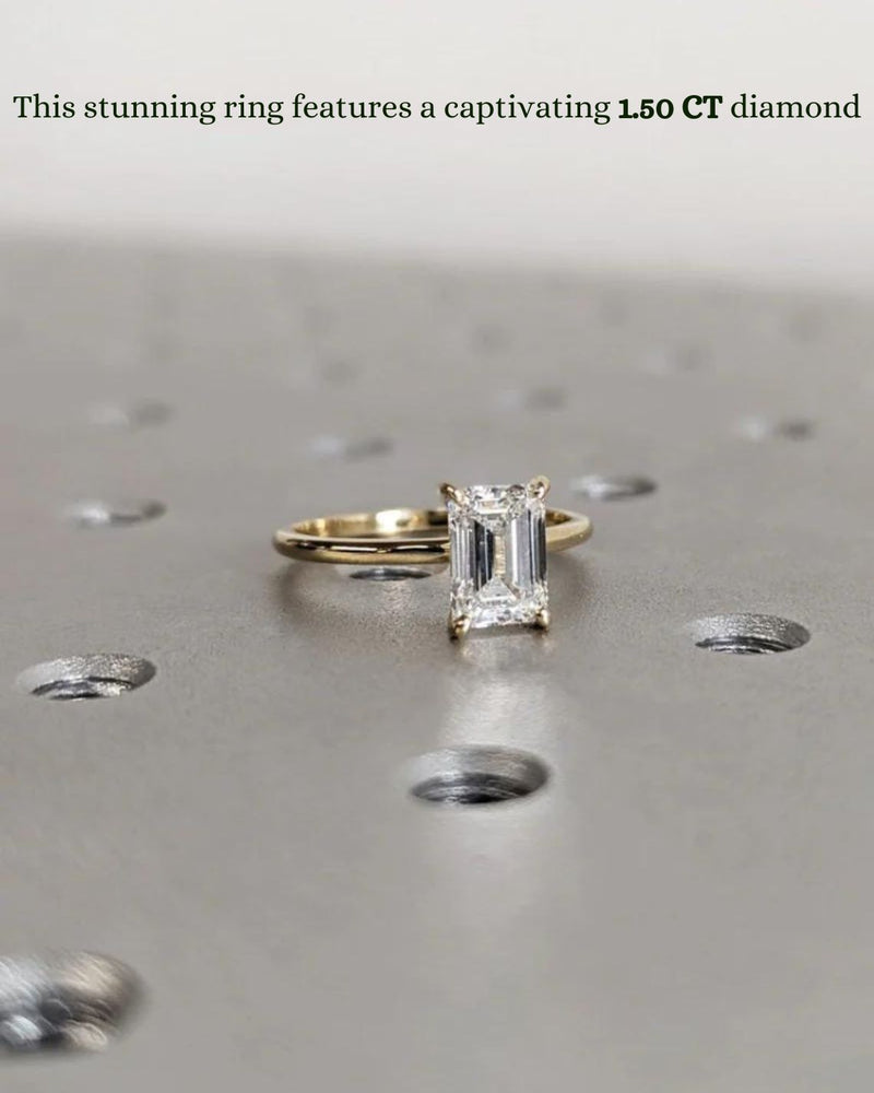 1.50-3.50 CT Emerald  CVD Diamond Solitaire Engagement Ring