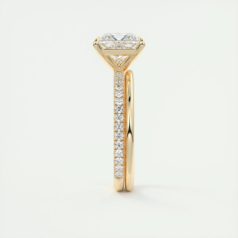 3.5 Ct Princess Pavé Moissanite Diamond Engagement Ring