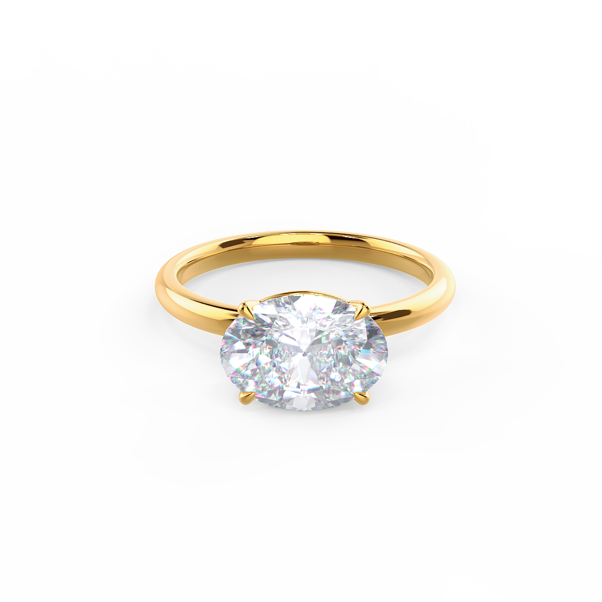 2.0ct East-West Oval Cut Moissanite Solitaire Engagement Ring