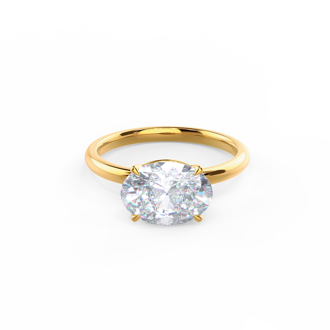 2.0ct East-West Oval Cut Moissanite Solitaire Engagement Ring