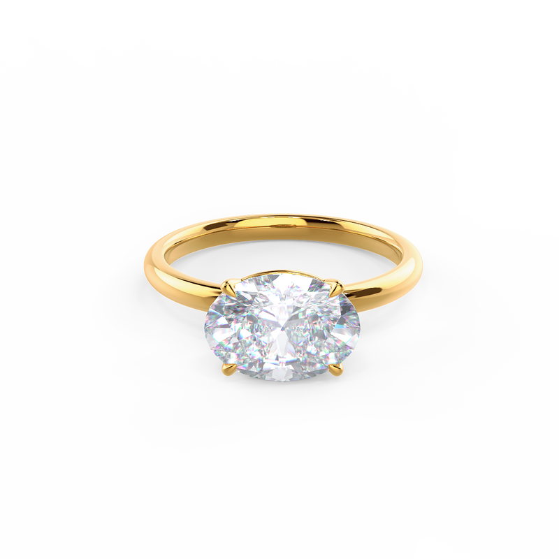 2.0ct East-West Oval Cut Moissanite Solitaire Engagement Ring