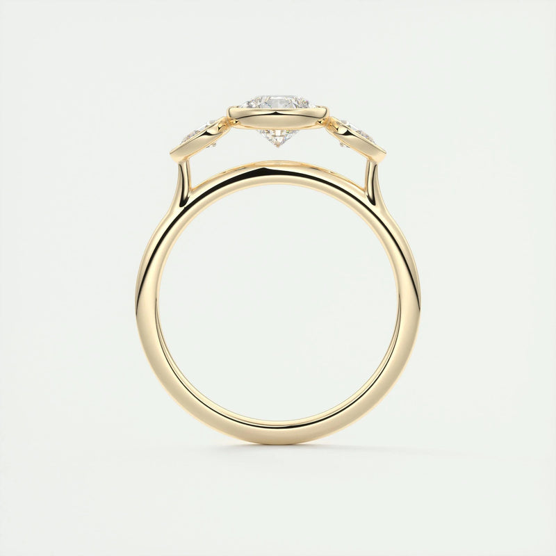 2.0 Ct Pear Bezel Three Stone Moissanite Diamond Engagement Ring