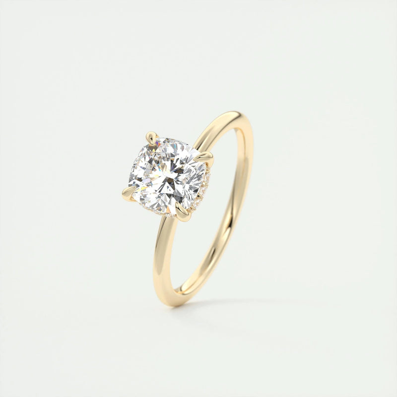 2.0 Ct Cushion Solitaire With Hidden Halo Moissanite Diamond Engagement Ring