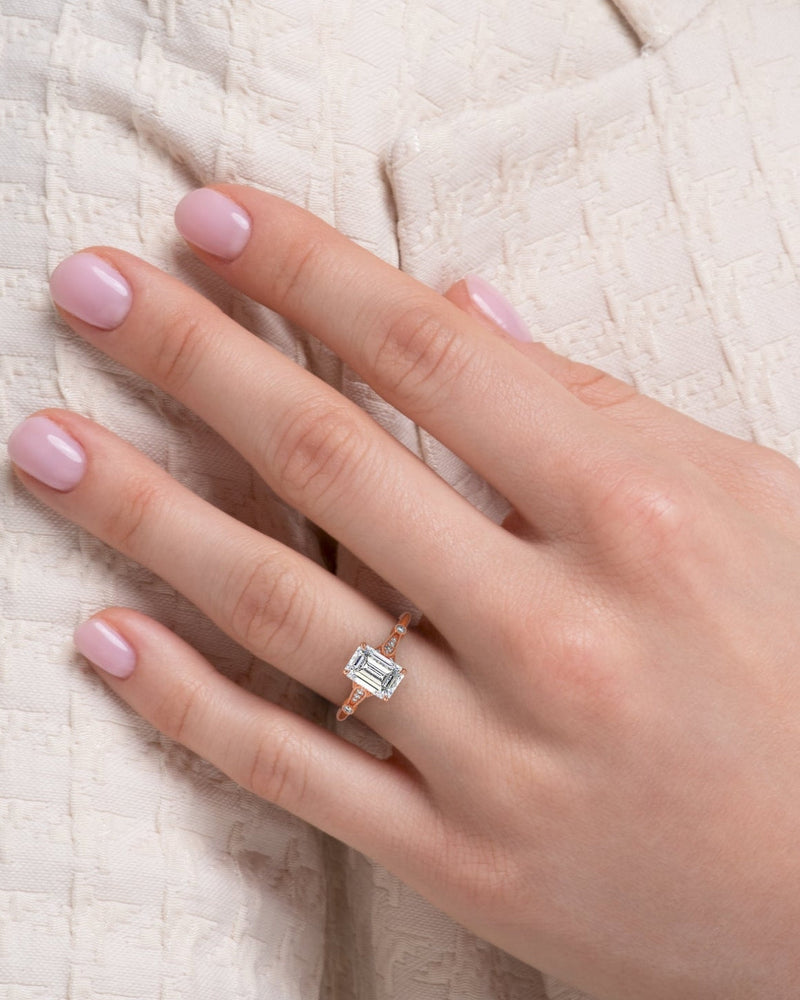 2.0 - 4.0 CT Emerald Cut CVD Diamond milgrain Engagement Ring