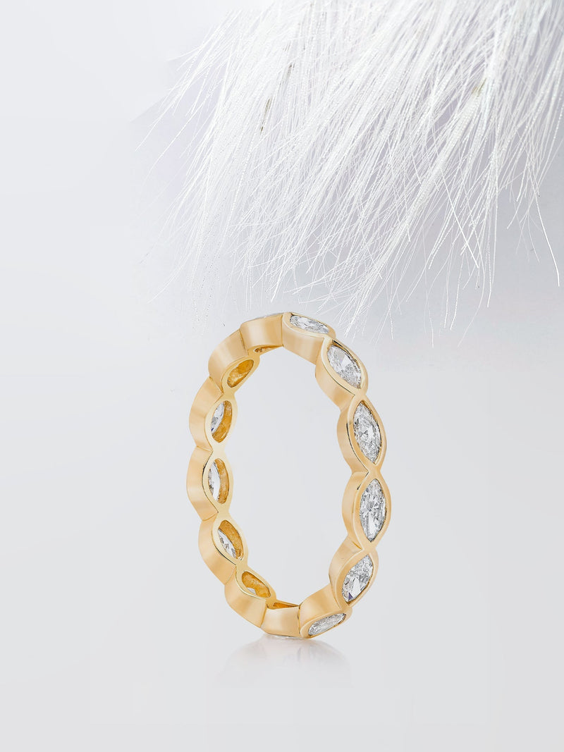 Bezel Set Marquise Cut Moissanite Eternity Diamond Wedding Band