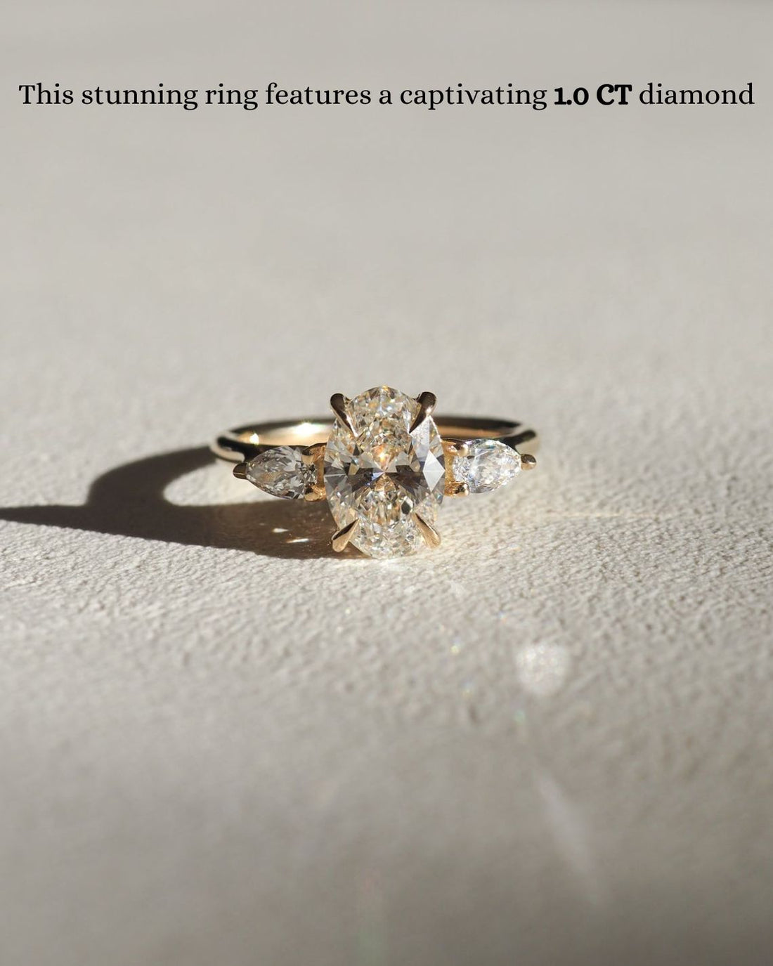 1.0 CT Oval E/VS1 CVD Diamond Three Stone Style Engagement Ring