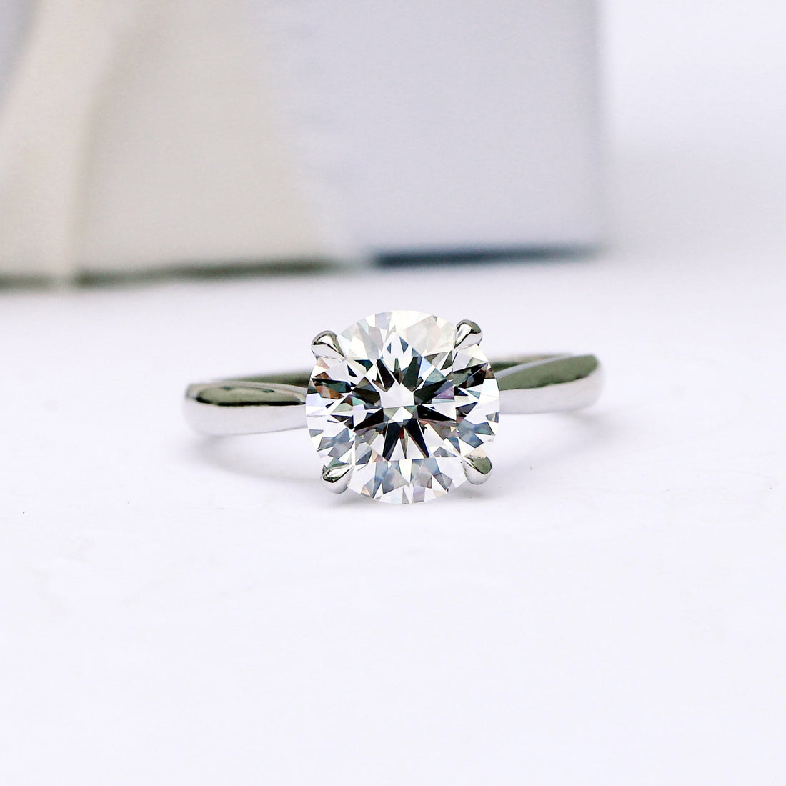 2.0ct Round Cut Moissanite Solitaire Engagement Ring