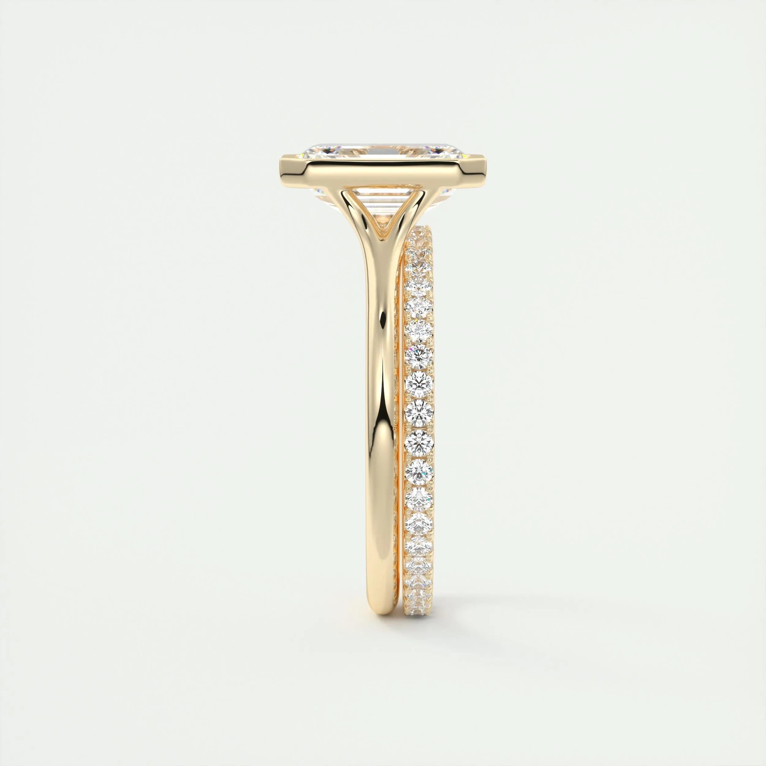 2.0 Ct Emerald Bezel Solitaire Moissanite Engagement Ring