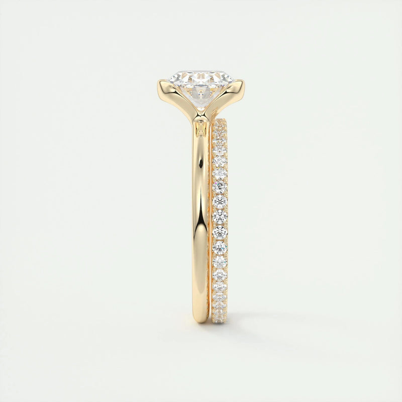 2.0 Ct Oval East West Half Bezel Solitaire Moissanite Diamond Engagement Ring