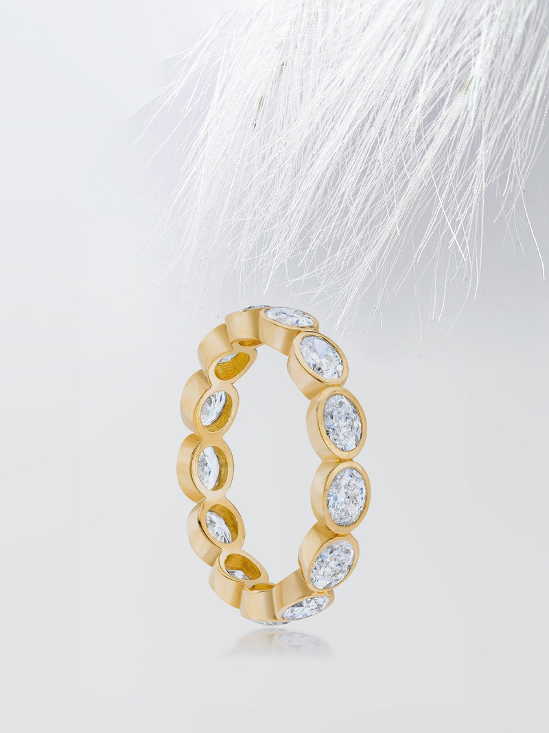 Bezel Set Oval Cut Moissanite Eternity Diamond Wedding Band