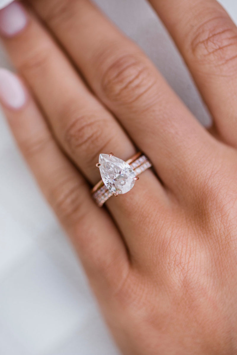 3.20CT Pear Cut Moissanite Solitaire Engagement Ring
