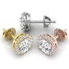Round Cut Moissanite Halo Diamond Stud Earrings for Her