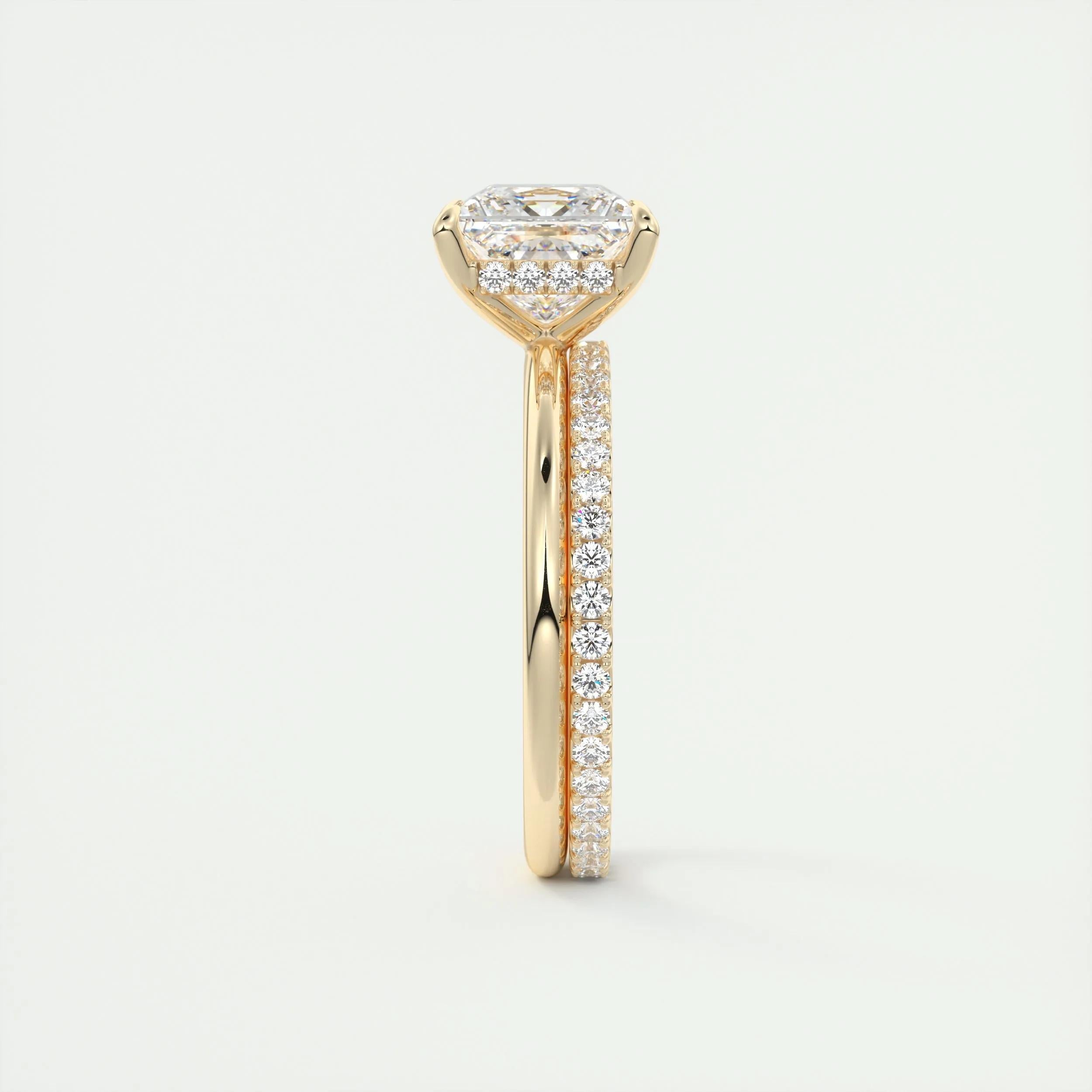 2.5 Ct Princess solitaire with Hidden Halo Moissanite Diamond Engagement Ring