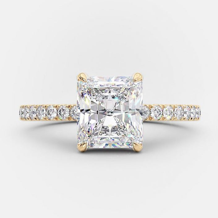 2.0CT Radiant Cut Moissanite Diamond 14K Gold Engagement Ring