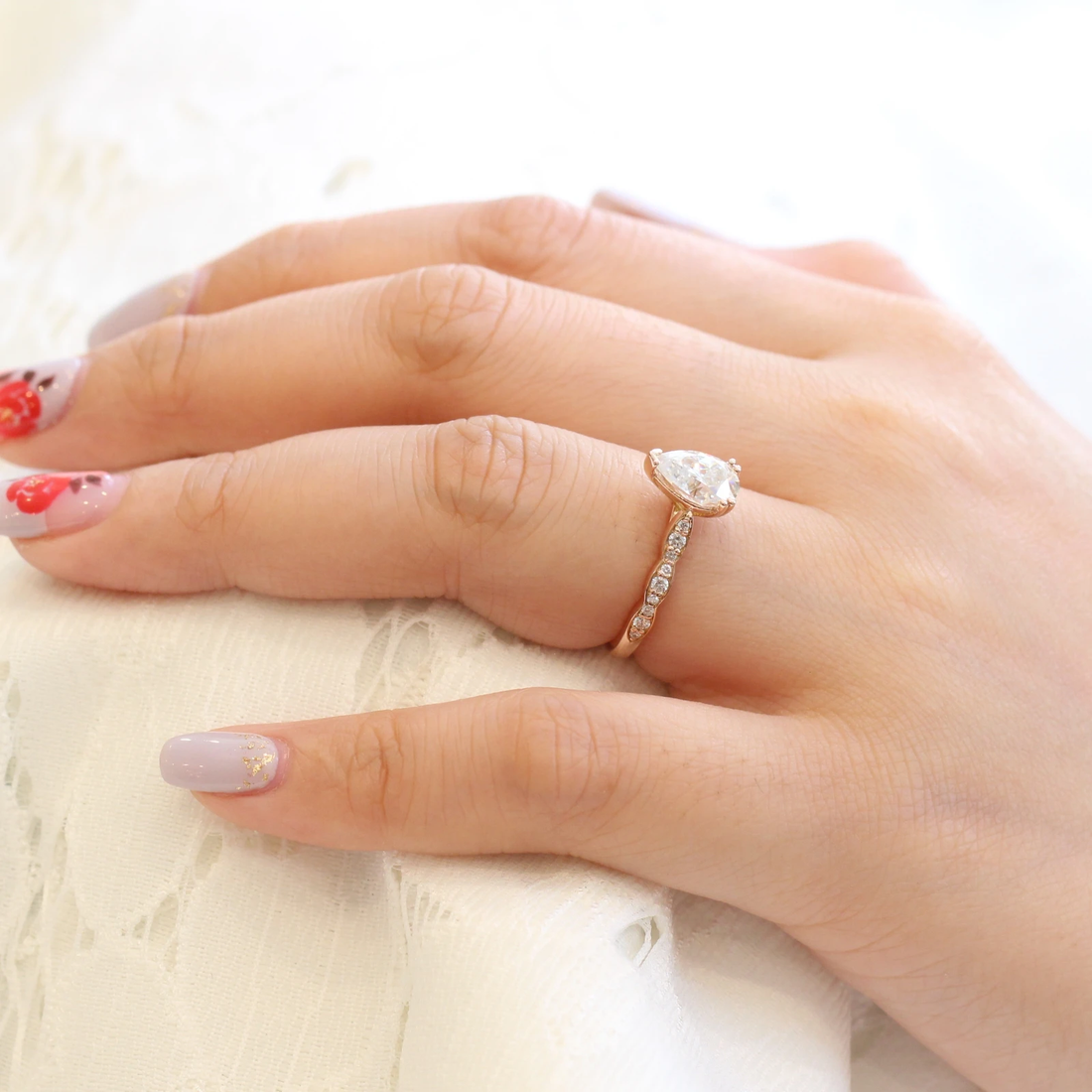 1.50CT Pear Cut Moissanite Solitaire Engagement Ring