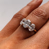 3.0CT Oval Moissanite 3 Stones Diamond Engagement Ring