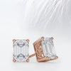Emerald Cut Moissanite Diamond Studs Earrings for Women
