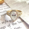 1.0 - 3.0 CT Pear CVD Diamond Halo Cathedral Setting Engagement Ring