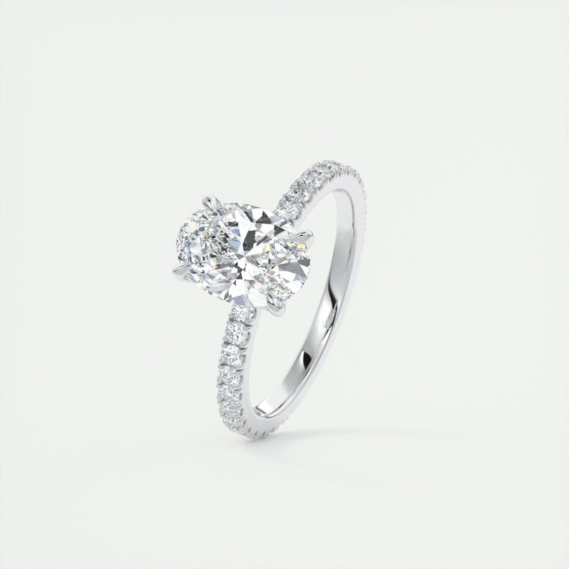 2.5 Ct Oval Pavé Moissanite Diamond Engagement Ring