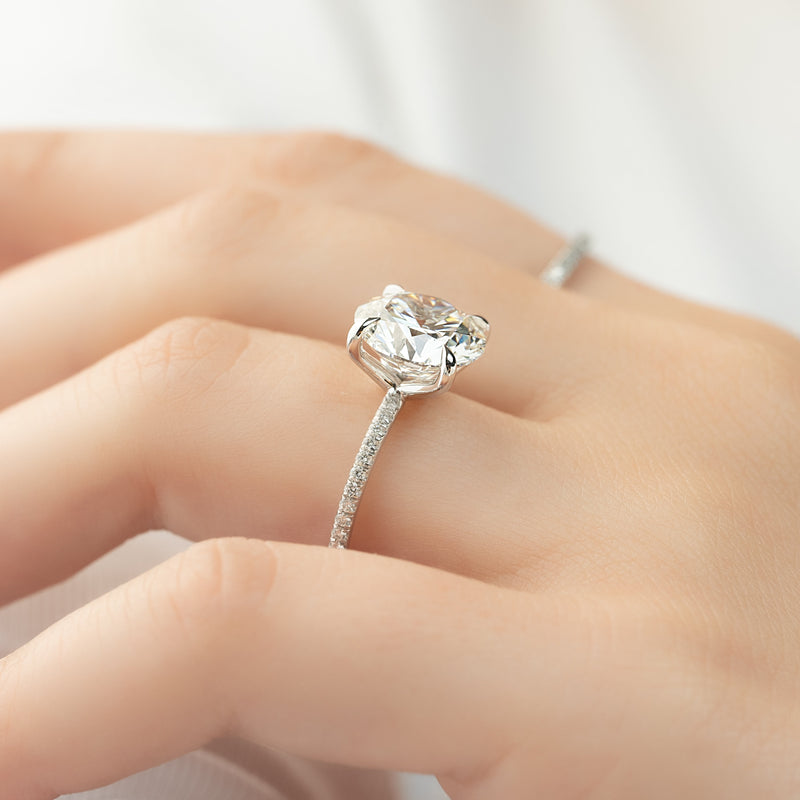 1.50 - 3.50 CT Round Cut CVD Diamond Pave Engagement Ring