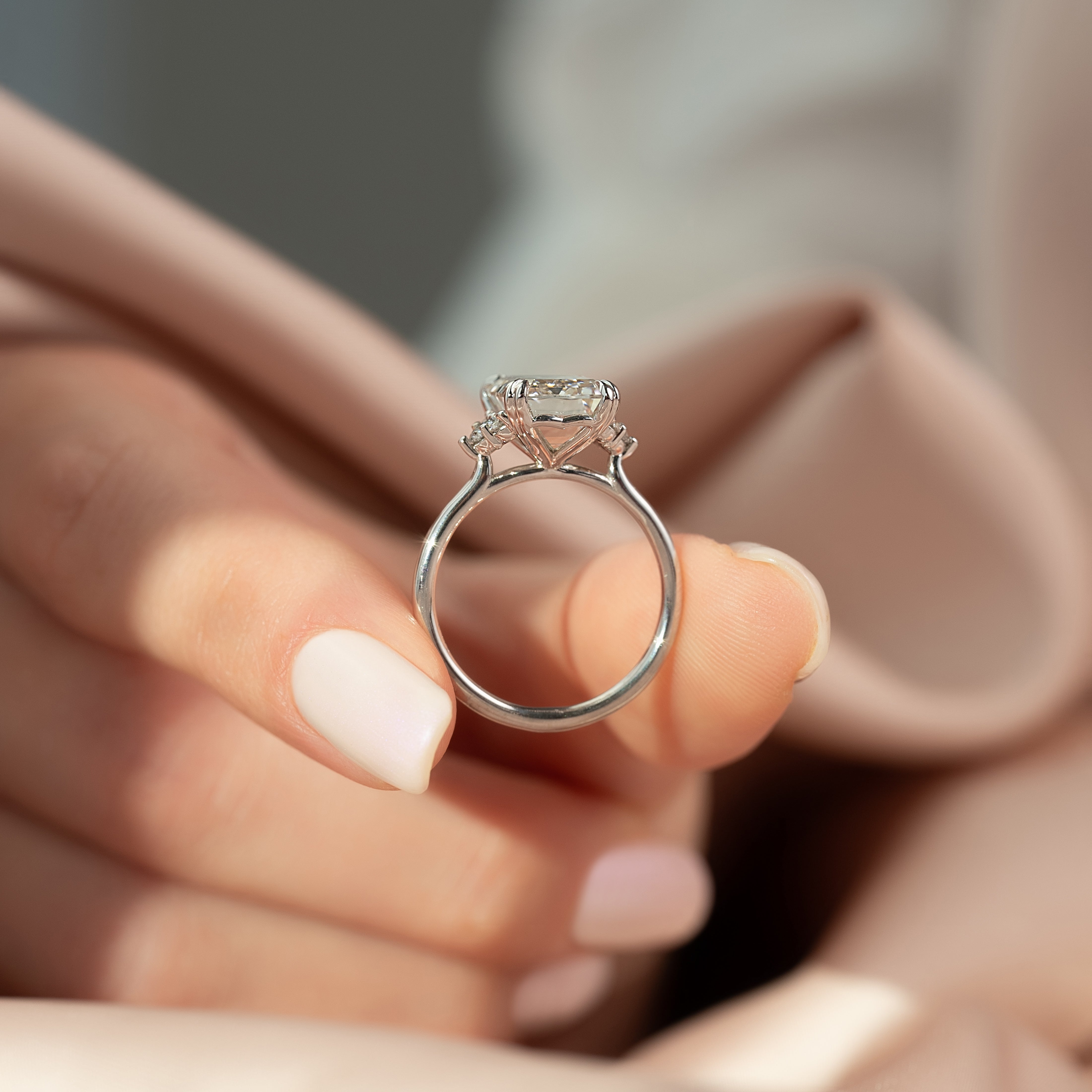 1.50 - 3.50 CT Emerald Cut CVD Diamond Cluster Engagement Ring