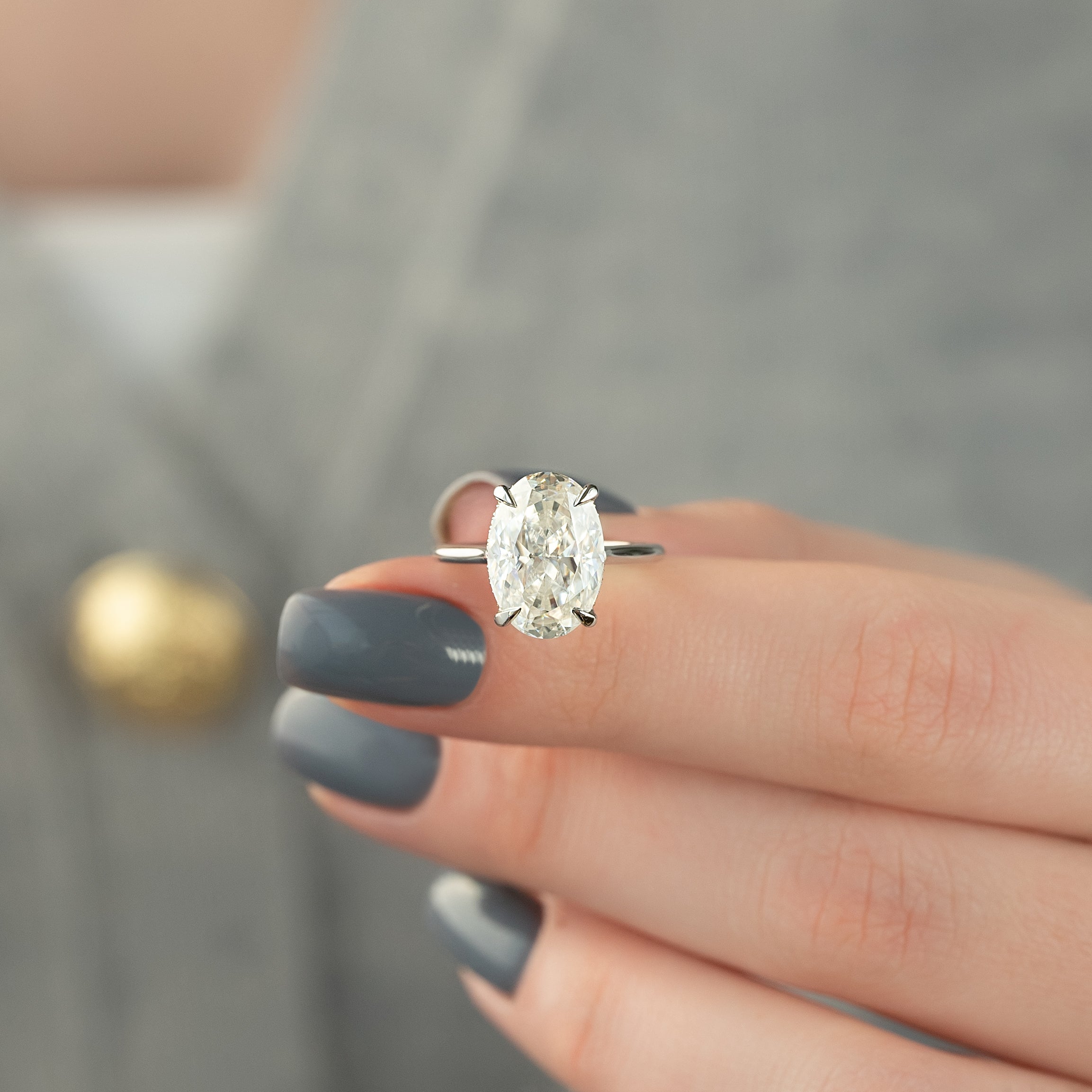 2.0 -4.0 CT Oval Cut CVD Diamond Hidden Halo Engagement Ring